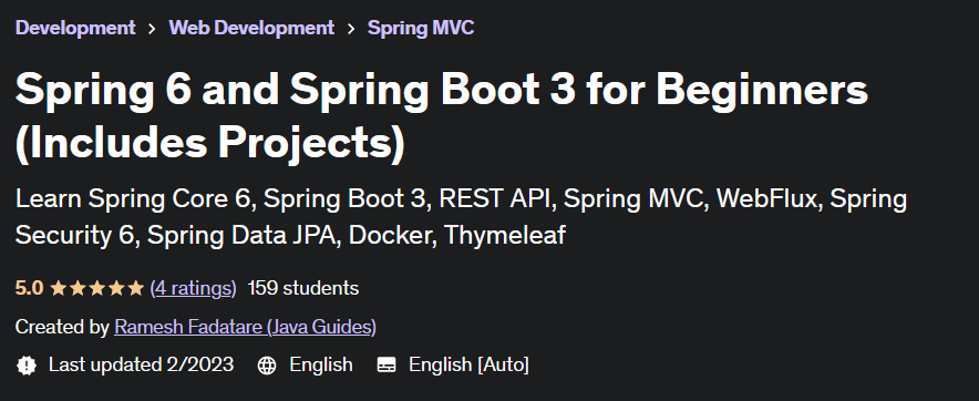 Spring 6 and Spring Boot 3 for Beginners (Includes Projects)