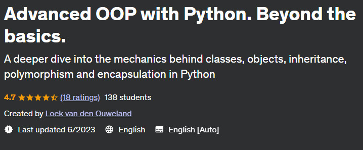 Advanced OOP with Python.  Beyond the basics. 