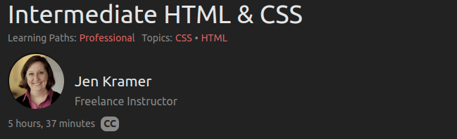 Intermediate HTML & CSS