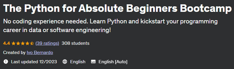 The Python for Absolute Beginners Bootcamp 