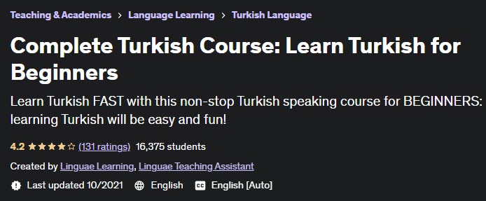 Complete Turkish Course: Learn Turkish for Beginners