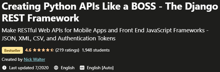 Creating Python APIs Like a BOSS The Django REST Framework