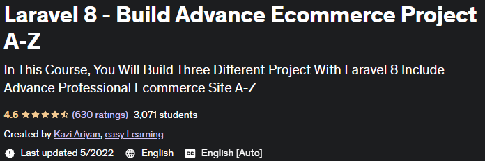 Laravel 8 - Build Advance Ecommerce Project AZ