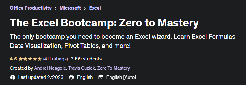 The Excel Bootcamp Zero to Mastery