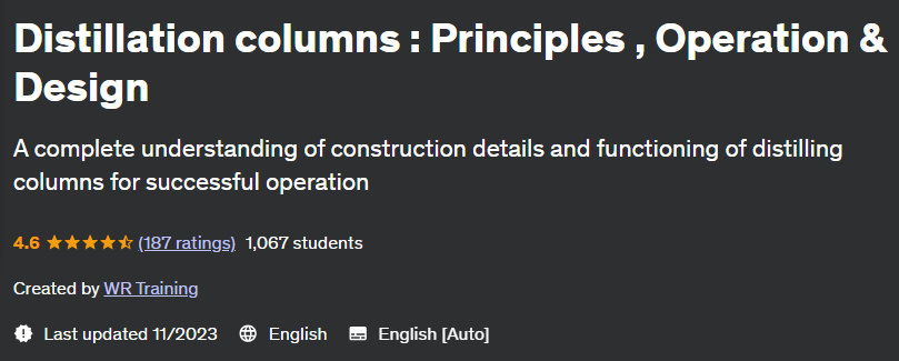 Distillation columns: Principles Operation & Design