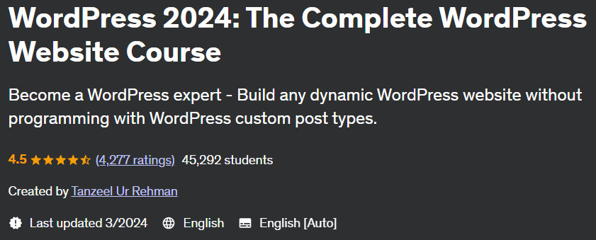 WordPress 2024: The Complete WordPress Website Course