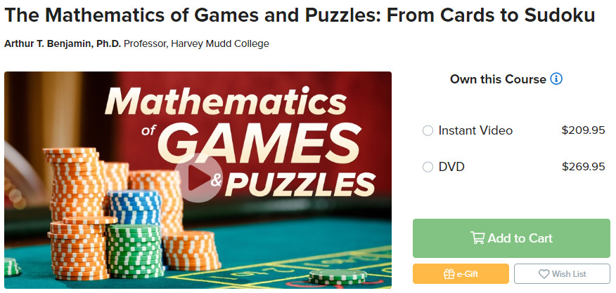 The Mathematics of Games and Puzzles: From Cards to Sudoku 