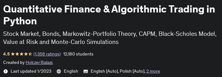 Quantitative Finance & Algorithmic Trading in Python