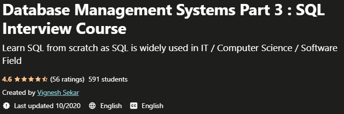 Database Management Systems Part 3 SQL Interview Course