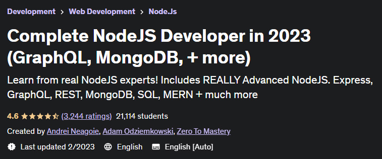 Complete NodeJS Developer in 2022