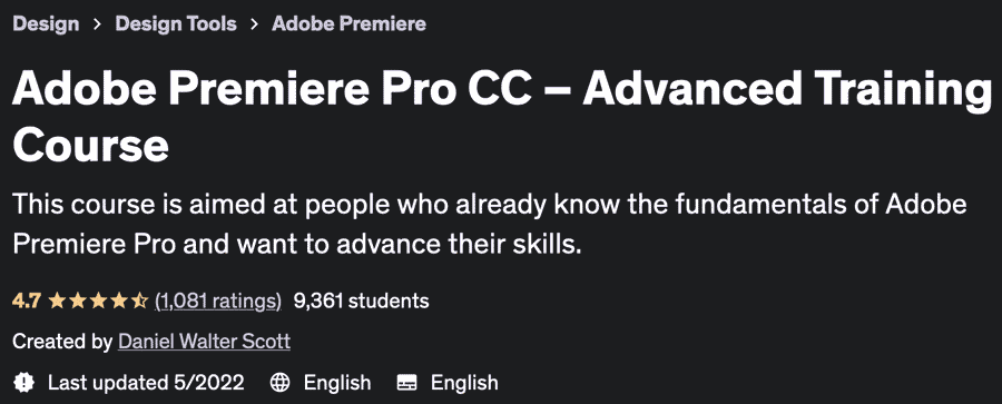 Adobe Premiere Pro CC – Advanced Training Course