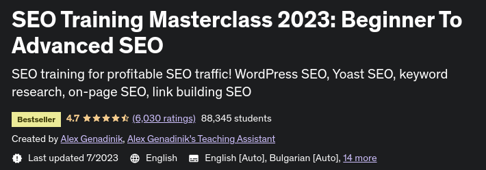 SEO Training Masterclass 2023: Beginner To Advanced SEO