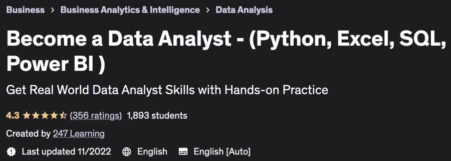 Become a Data Analyst - (Python, Excel, SQL, Power BI)