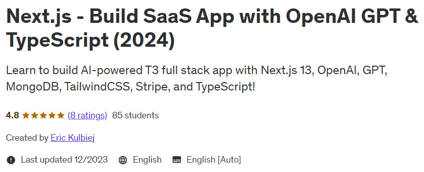 Next.js - Build SaaS App with OpenAI GPT & TypeScript (2024)