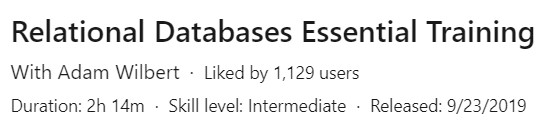 Relational Databases Essential Training