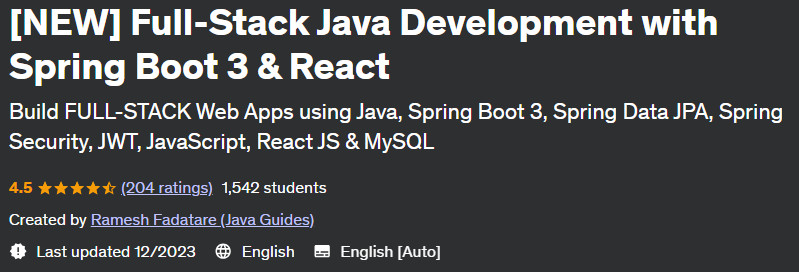 (NEW) Full-Stack Java Development with Spring Boot 3 & React