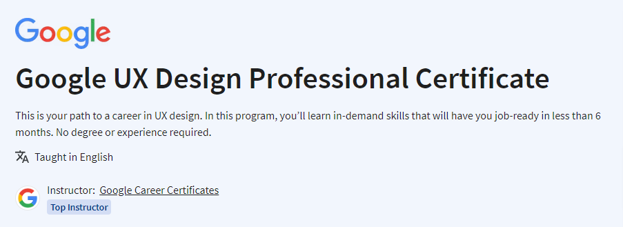 Google UX Design Professional Certificate 