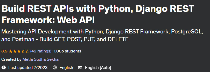 Build REST APIs with Python, Django REST Framework: Web API