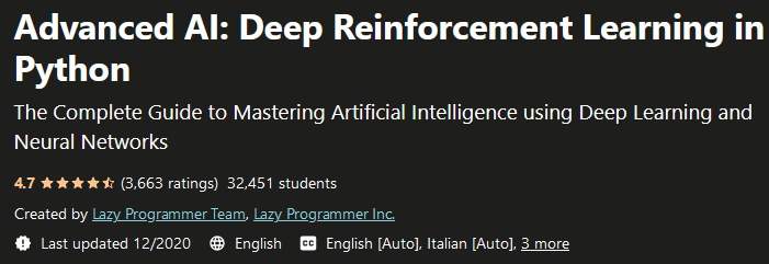 Advanced AI: Deep Reinforcement Learning in Python