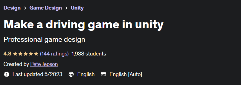   Make a driving game in unity