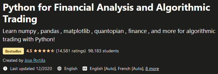 Python for Financial Analysis and Algorithmic Trading