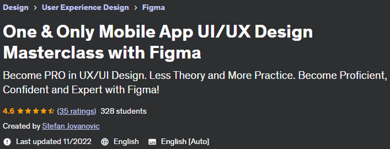 One & Only Mobile App UI/UX Design Masterclass with Figma
