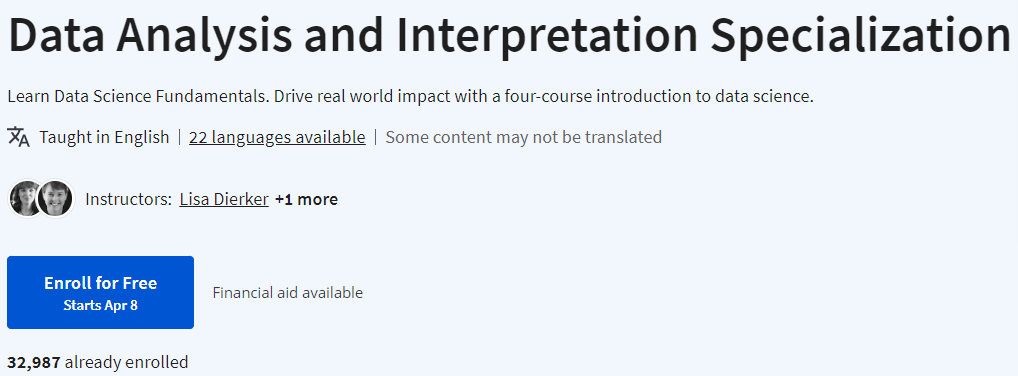 Data Analysis and Interpretation Specialization 