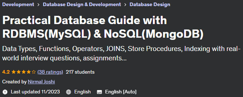 Practical Database Guide with RDBMS (MySQL) & NoSQL (MongoDB)