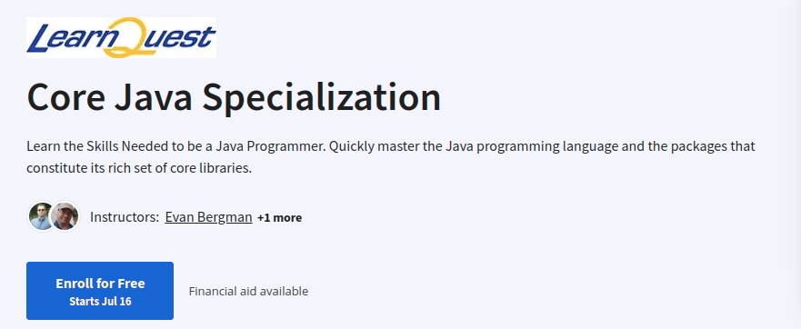 Core Java Specialization