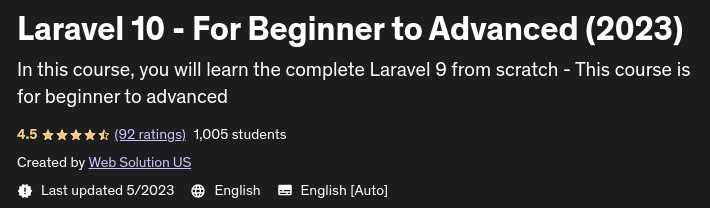 Laravel 10 - For Beginner to Advanced (2023)