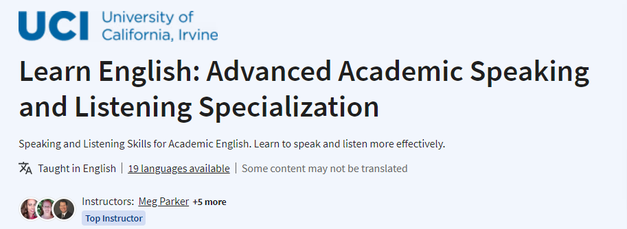 Learn English: Advanced Academic Speaking and Listening Specialization 