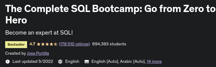 The Complete SQL Bootcamp: Go from Zero to Hero