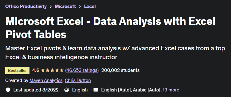 Microsoft Excel - Data Analysis with Excel Pivot Tables