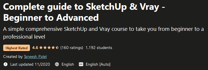 Complete guide to SketchUp & Vray - Beginner to Advanced