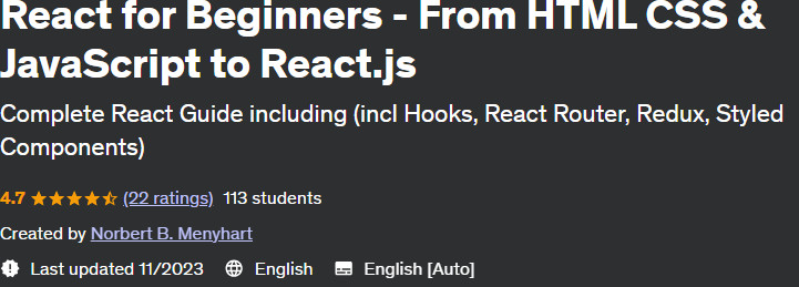 React for Beginners - From HTML CSS & JavaScript to React.js 