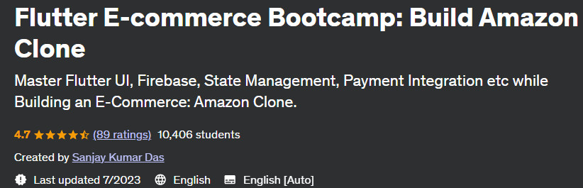 Flutter E-commerce Bootcamp: Build Amazon Clone 