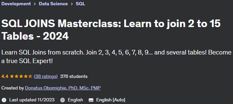 SQL JOINS Masterclass: Learn to join 2 to 15 Tables - 2024