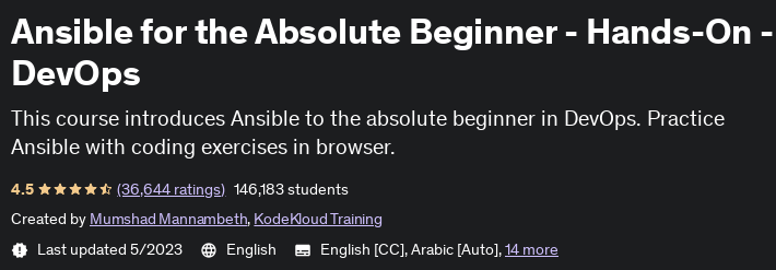 Ansible for the Absolute Beginner - Hands-On - DevOps