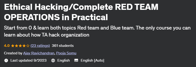 Ethical Hacking/Complete RED TEAM OPERATIONS in Practical