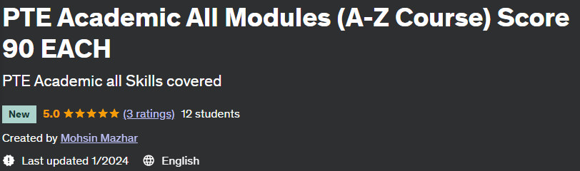 PTE Academic All Modules (AZ Course) Score 90 EACH