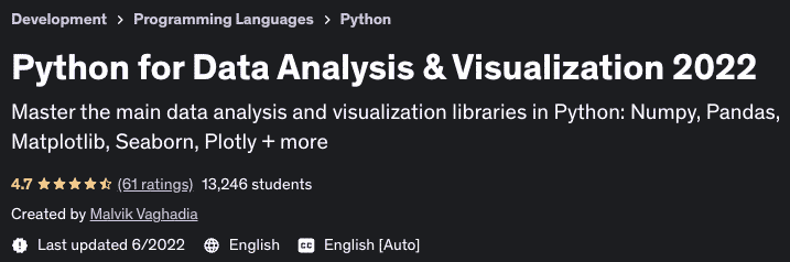 Python for Data Analysis & Visualization 2022