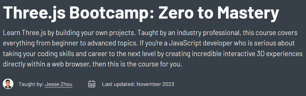 Three.js Bootcamp: Zero to Mastery 