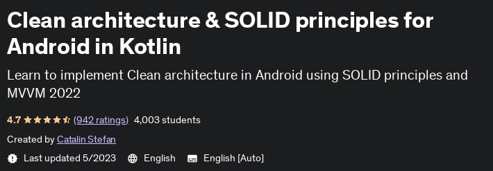 Clean architecture & SOLID principles for Android in Kotlin