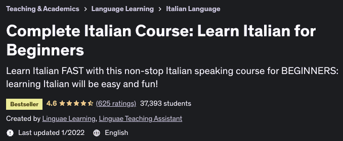 Complete Italian Course: Learn Italian for Beginners