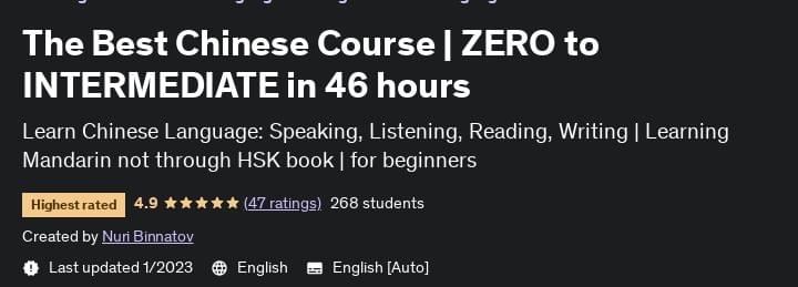 The Best Chinese Course  ZERO to INTERMEDIATE in 46 hours