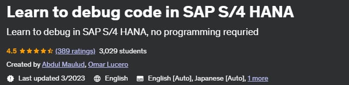 Learn to debug code in SAP S_4 HANA