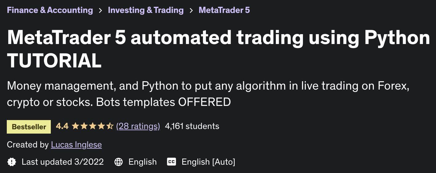 MetaTrader 5 automated trading using Python TUTORIAL