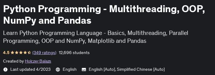 Python Programming - Multithreading, OOP, NumPy and Pandas