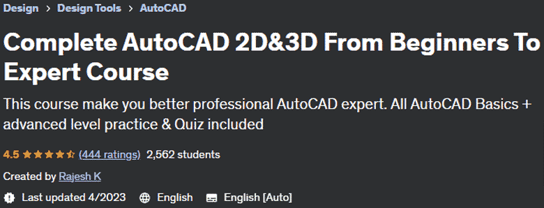 Complete AutoCAD 2D&3D From Beginners To Expert Course