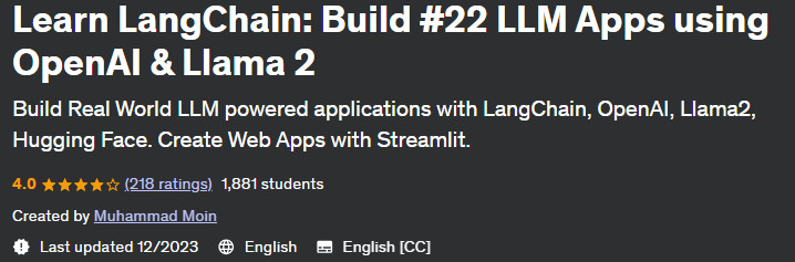 Learn LangChain: Build #22 LLM Apps using OpenAI & Llama 2